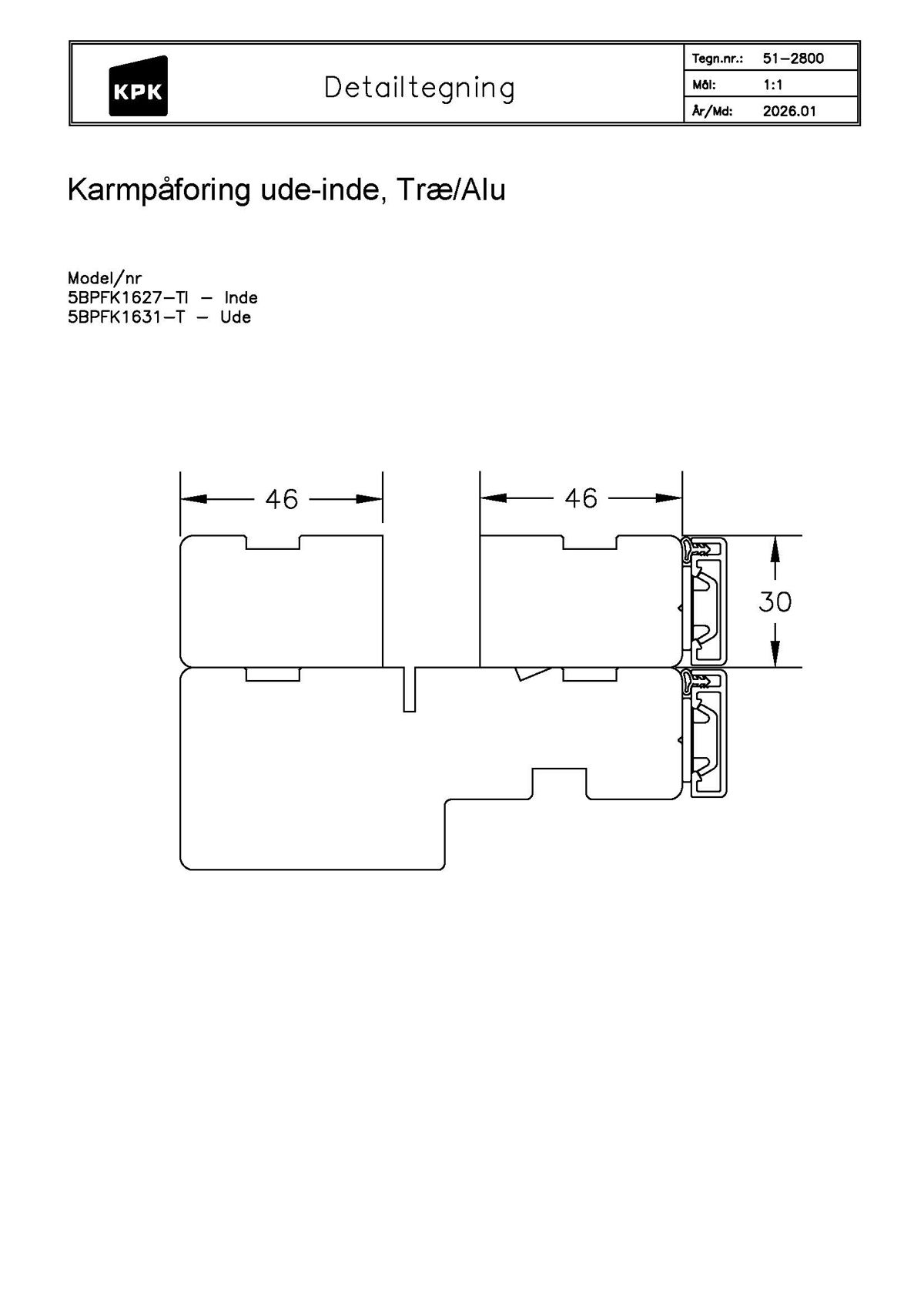 51 2800 Karmpåforing Ude Inde Træ Alu
