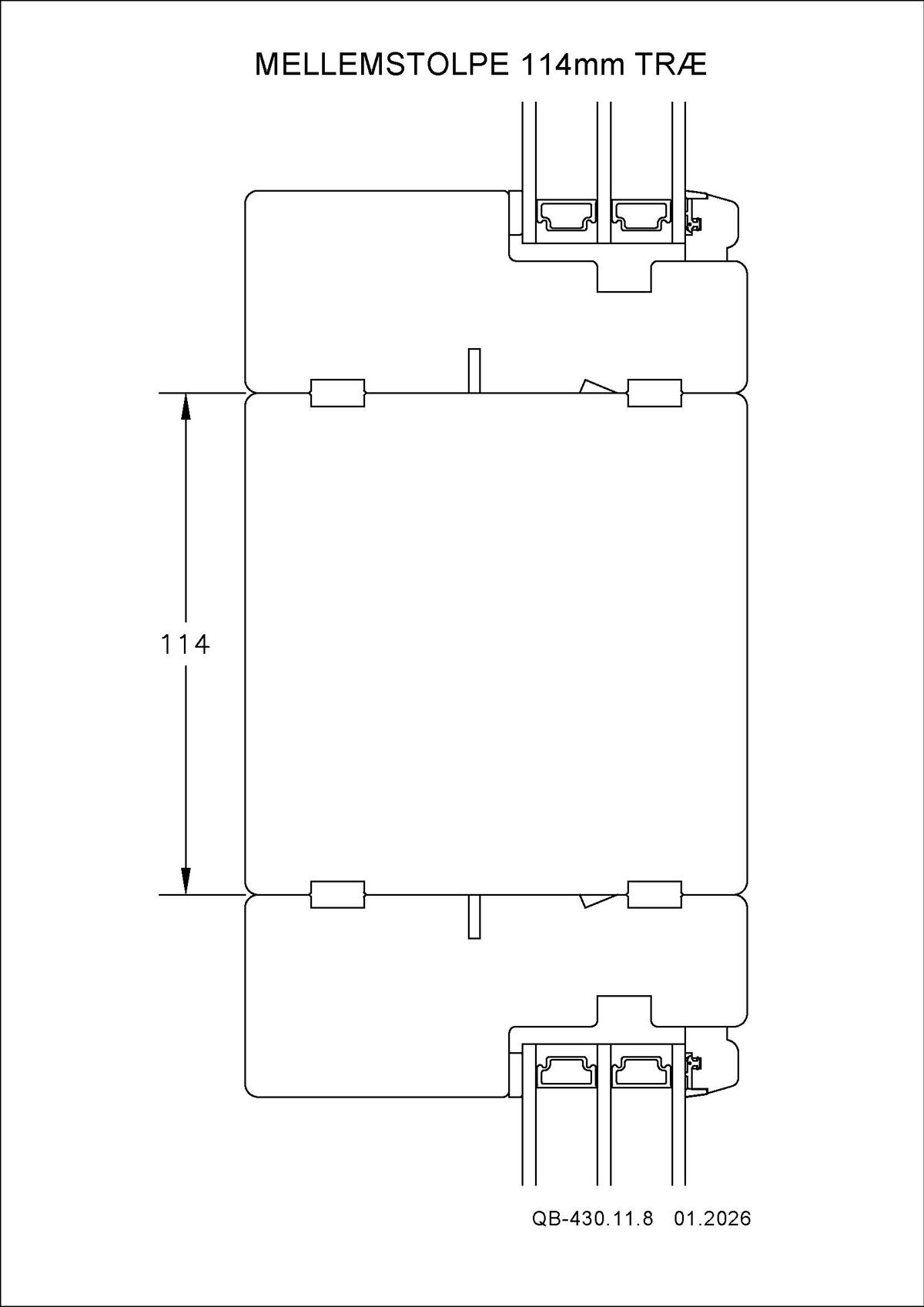 QB 430.11.8 Mellemstolpe 114Mm Træ