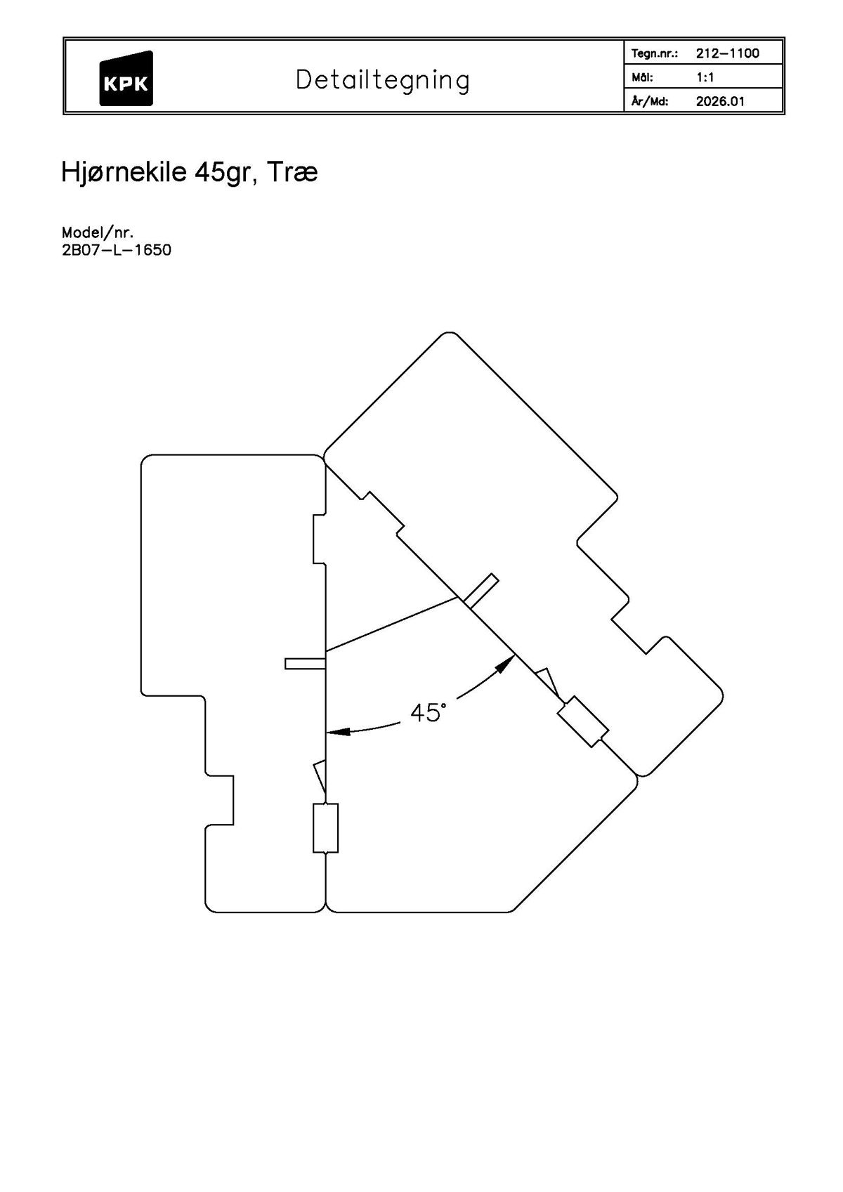 212 1100 Hjørnekile 45 Grader 212 1100 Hjørnekile 45 Grader