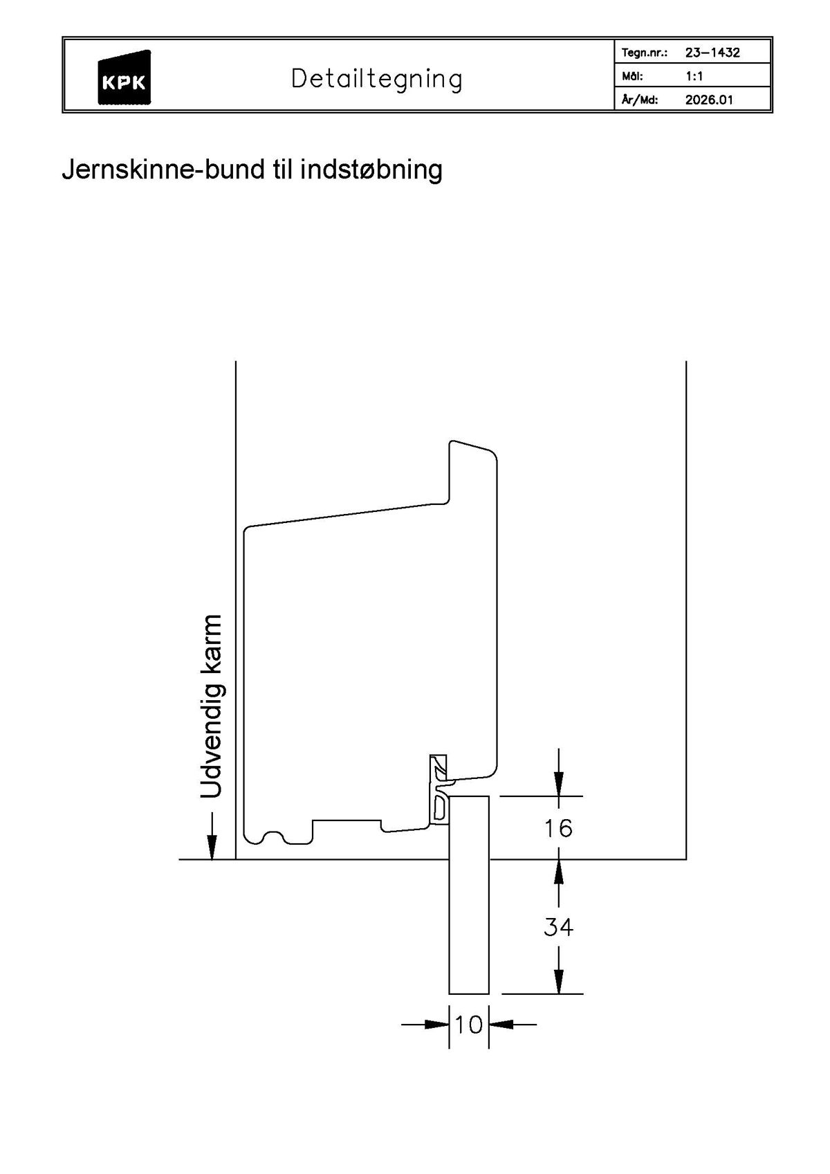 23 1432 Jernskinne Bund Til Indstøbning