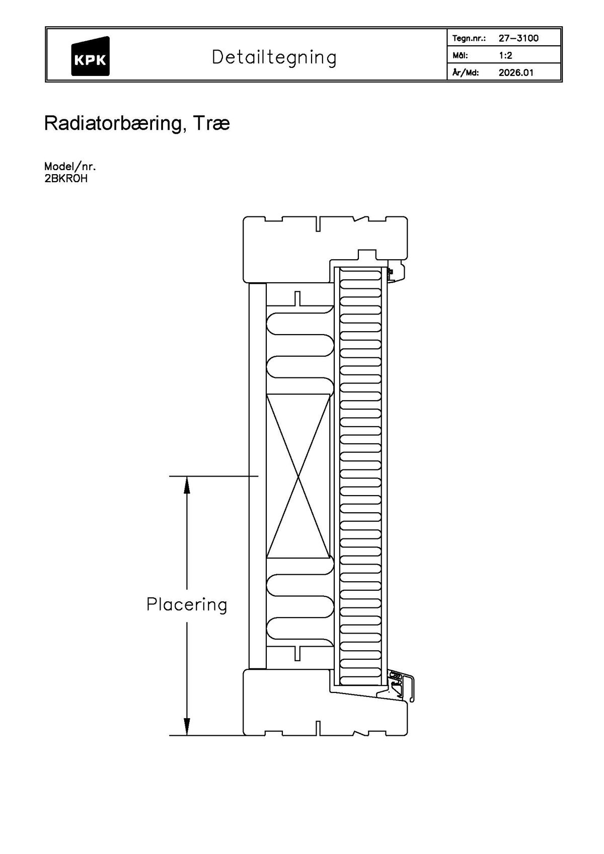 27 3100 Radiatorbæring Træ 27 3100 Radiatorbæring Træ