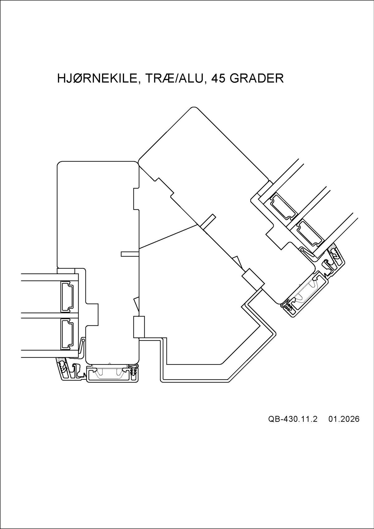 Hjørnekile Træ Alu 45 grader