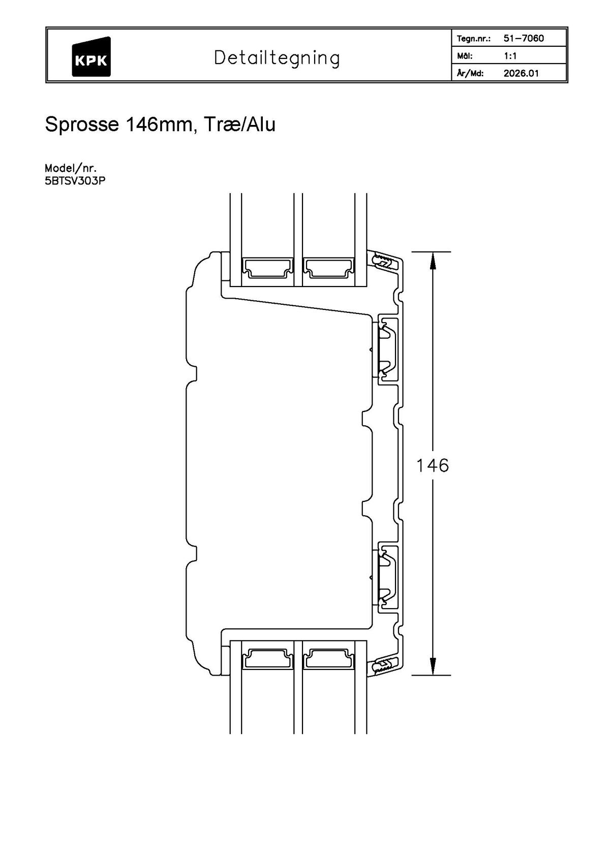 21 7060 Sprosse 146mm Træ Alu