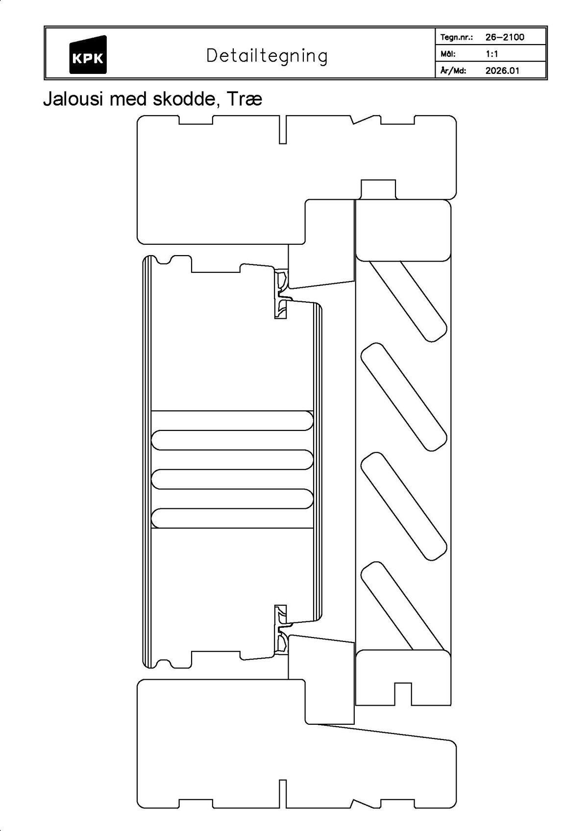 26 2100 Jalousi med skodde Træ