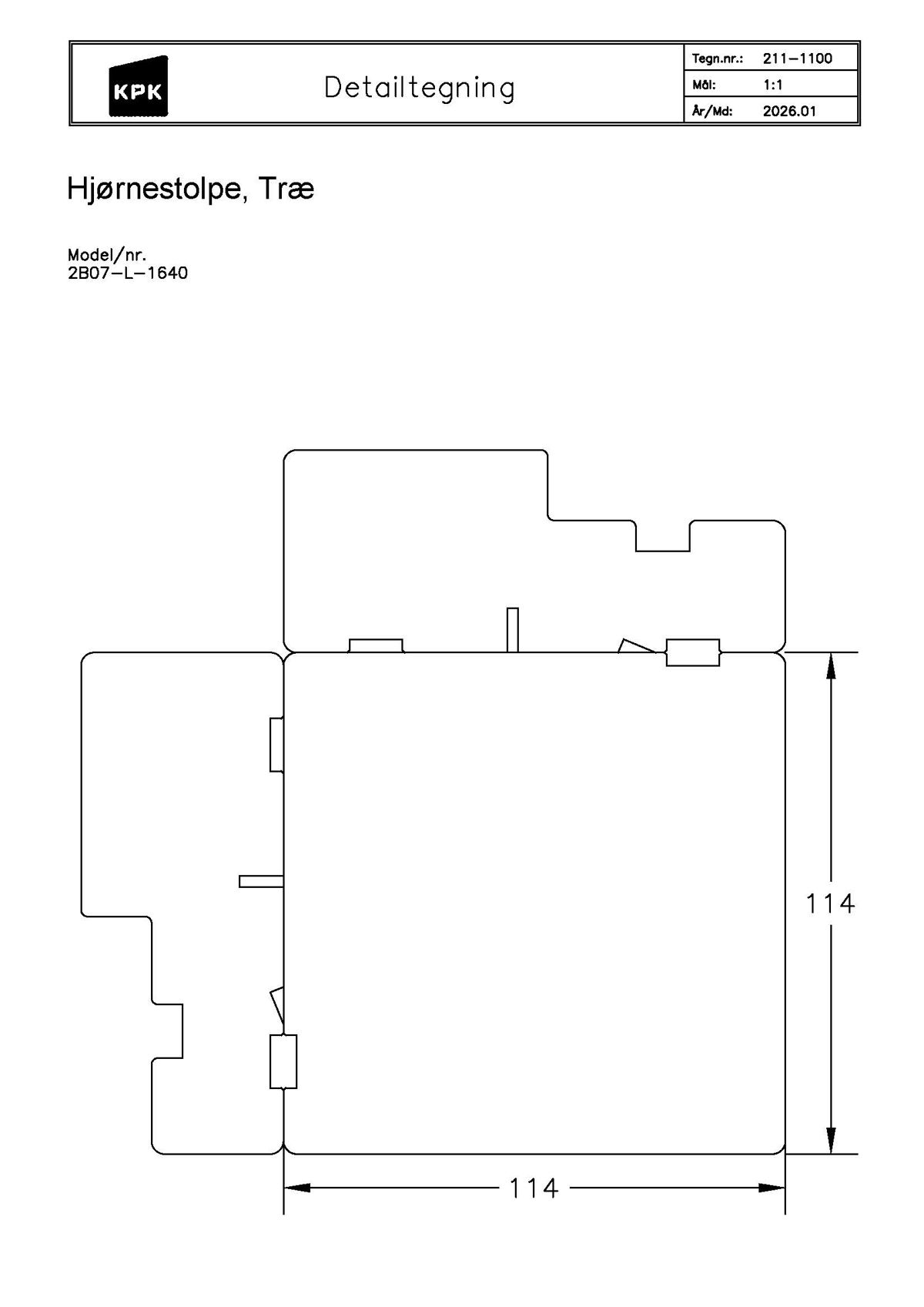 211 1100 Hjørnestolpe Træ 211 1100 Hjørnestolpe Træ
