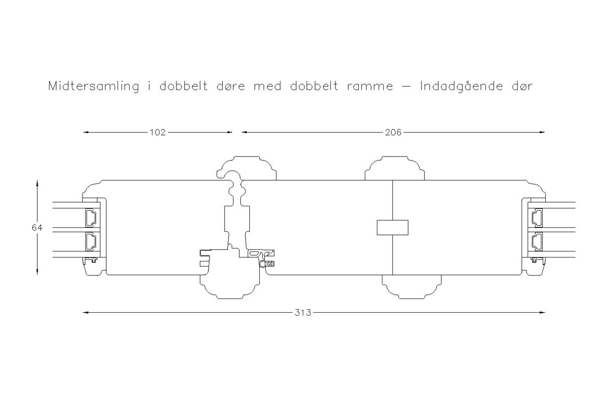 Dobbelt Rammestykke Indadg. Dobbelt Rammestykke Indadg.