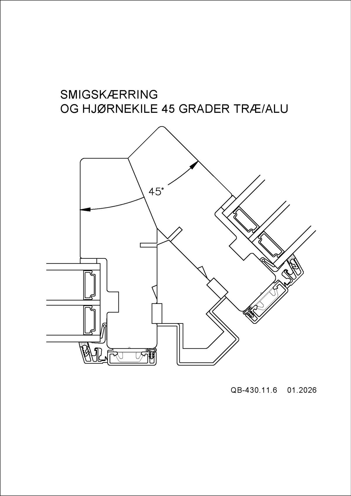 QB 430.11.6 Smigskærring Og Hjørnekile 45 Grader Træ Alu QB 430.11.6 Smigskærring Og Hjørnekile 45 Grader Træ Alu