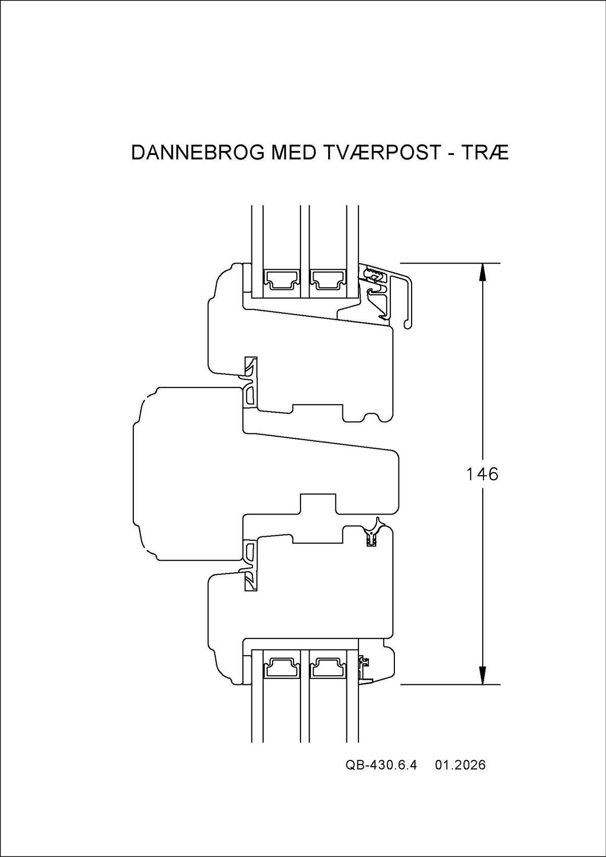 QB 430.6.4 Dannebrog Med Tværpost Træ