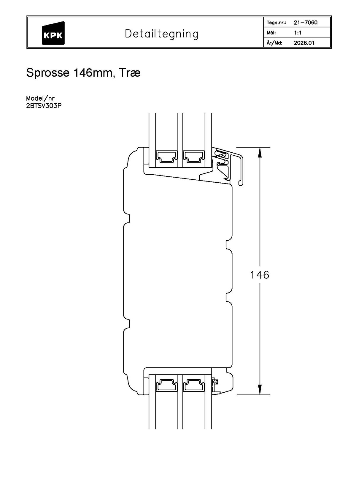 21 7060 Sprosse 146mm Træ