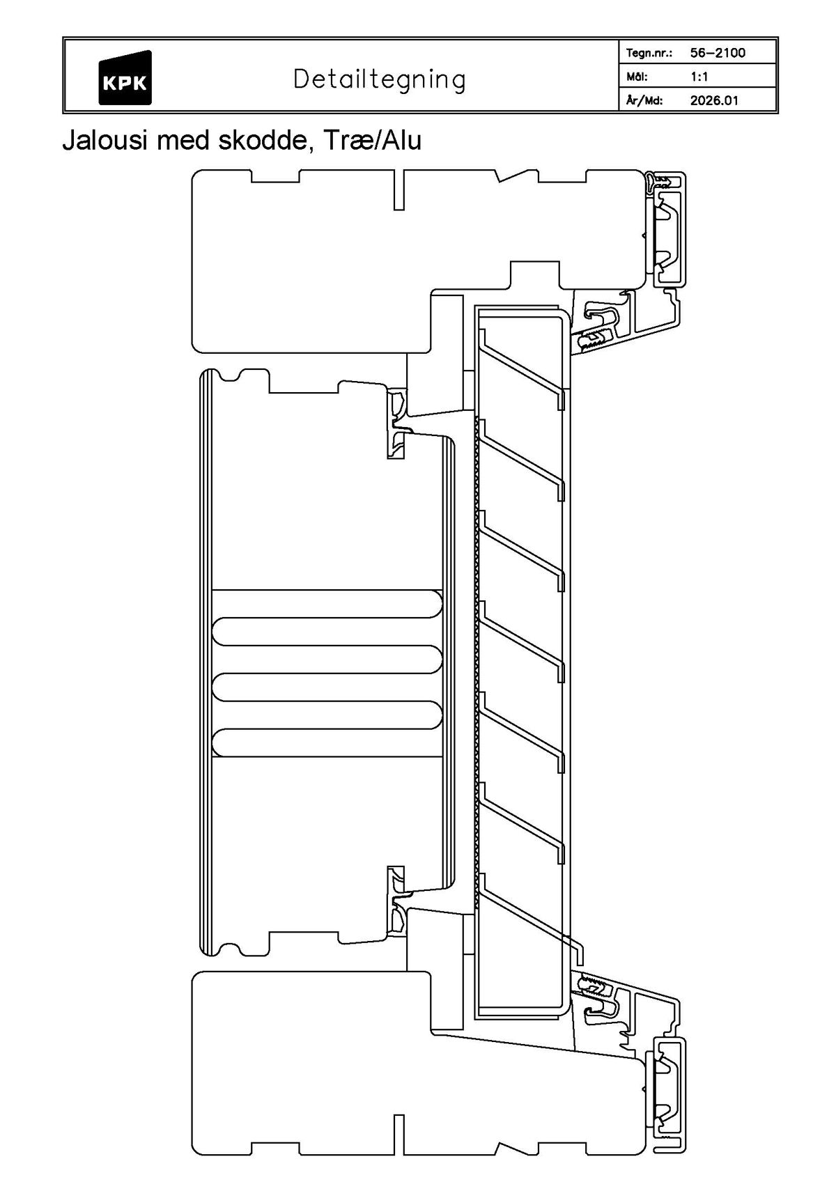 56 2100 Jalousi med skodde Træ Alu 56 2100 Jalousi med skodde Træ Alu