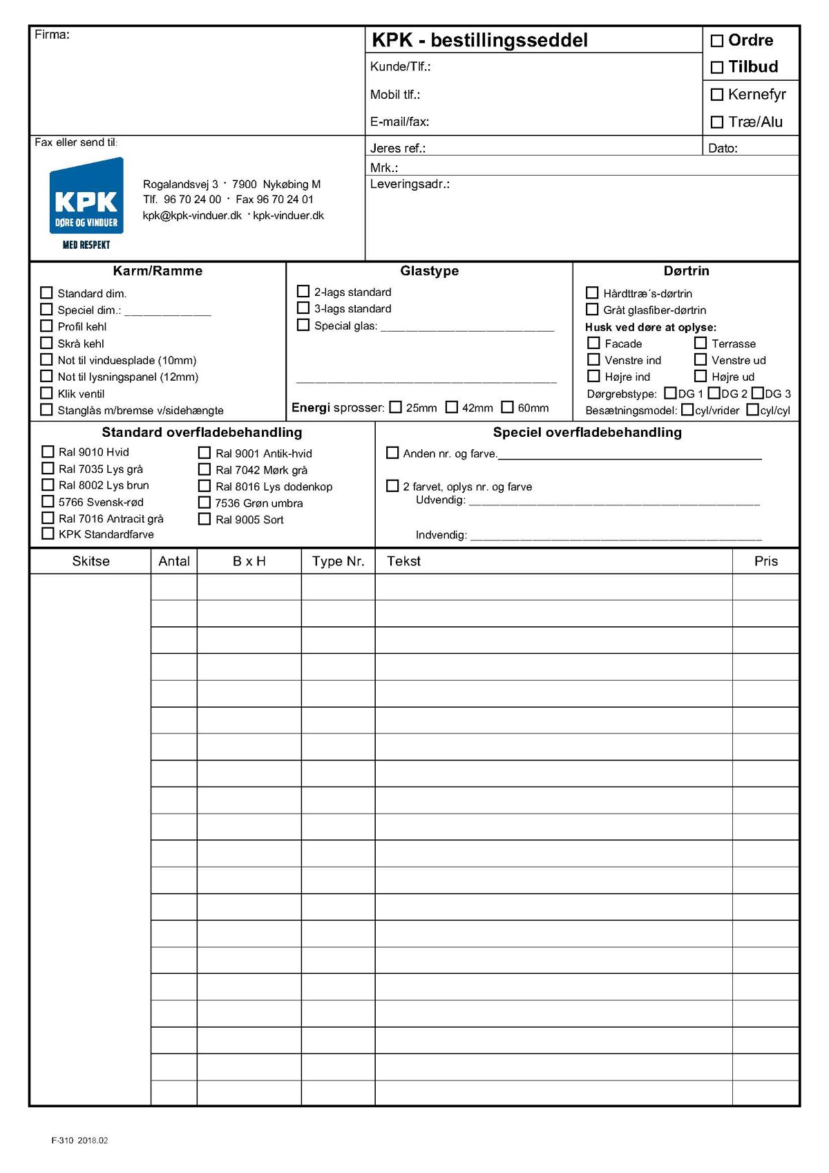 KPK Interaktiv Bestillingsseddel Høj